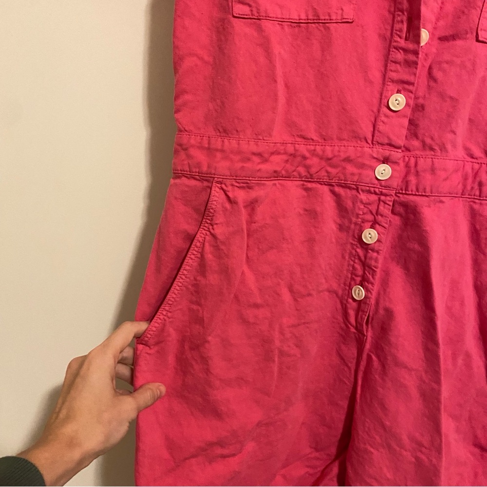 Outerknown Bright Pink Linen Blend Jumpsuit size Medium - Picture 3 of 8